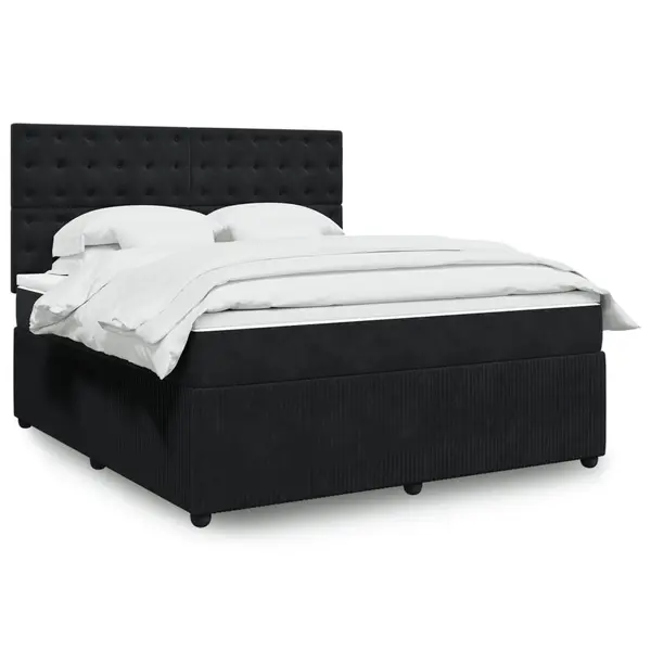Gossi pat box spring cu saltea, negru, 180x200 cm, catifea