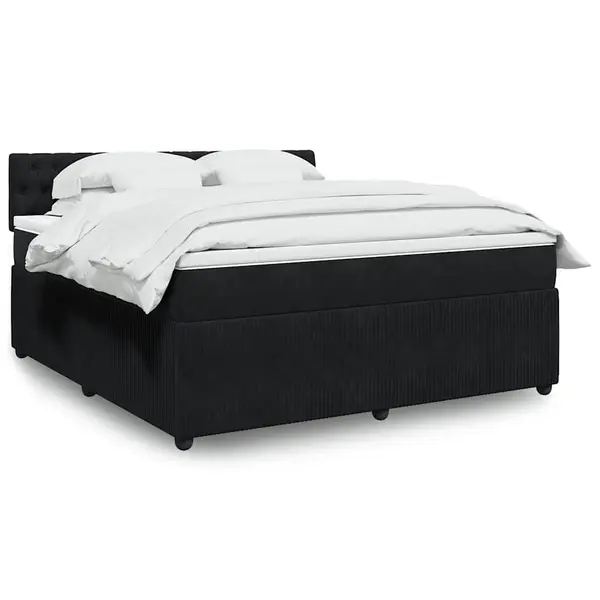 Gossi pat box spring cu saltea, negru, 180x200 cm, catifea