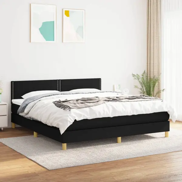 Gossi pat box spring cu saltea, negru, 180x200 cm, catifea