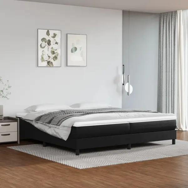 Gossi pat box spring cu saltea, negru, 200x200 cm, piele ecologica