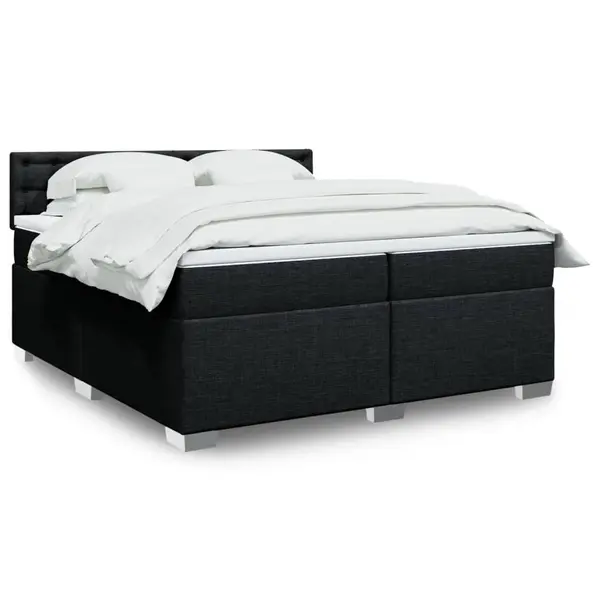 Gossi pat box spring cu saltea, negru, 200x200 cm, textil