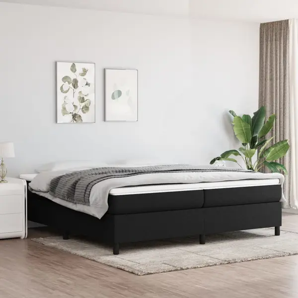 Gossi pat box spring cu saltea, negru, 200x200 cm, textil