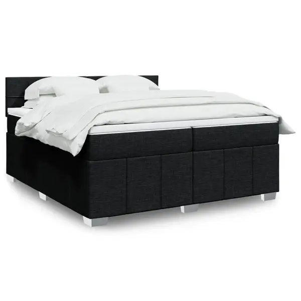 Gossi pat box spring cu saltea, negru, 200x200 cm, textil