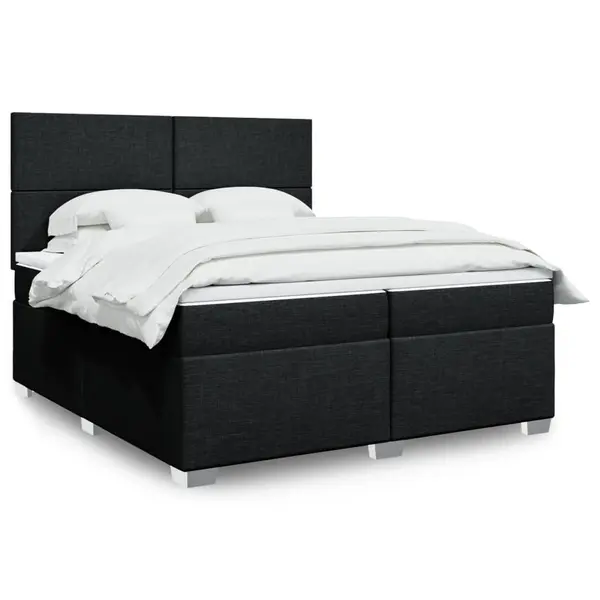 Gossi pat box spring cu saltea, negru, 200x200 cm, textil