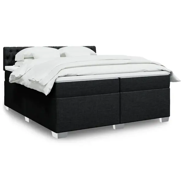 Gossi pat box spring cu saltea, negru, 200x200 cm, textil