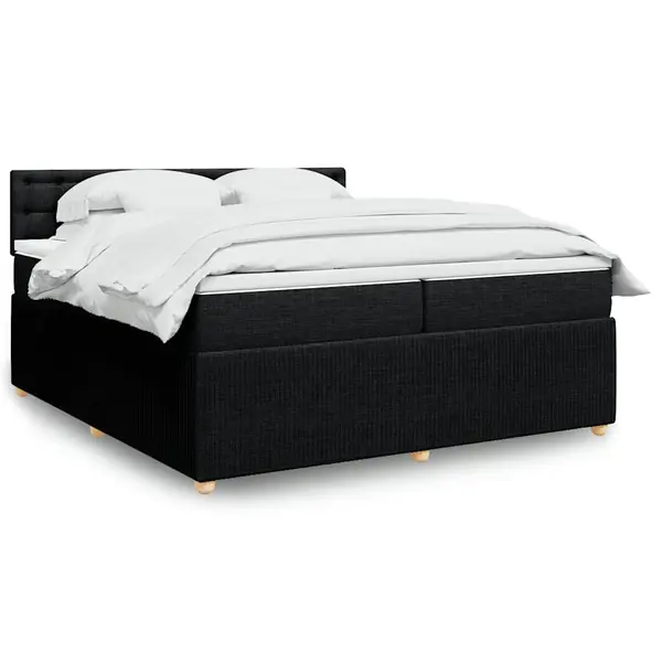 Gossi pat box spring cu saltea, negru, 200x200 cm, textil