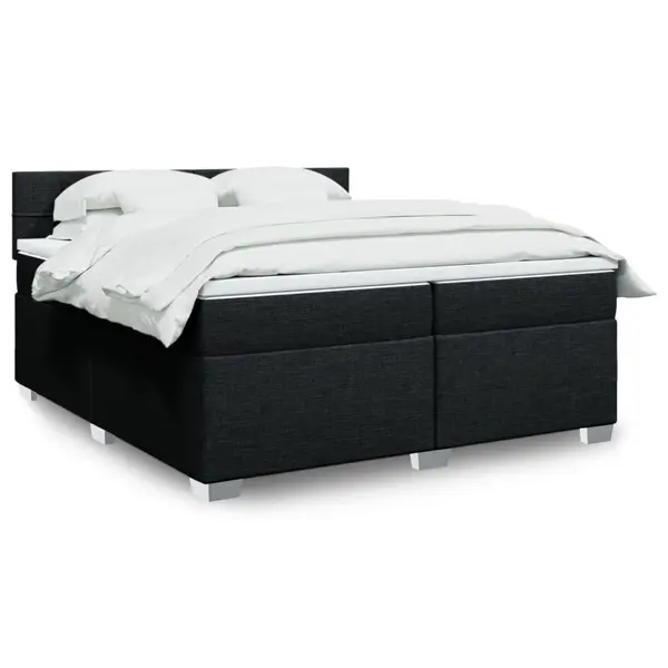 Gossi pat box spring cu saltea, negru, 200x200 cm, textil