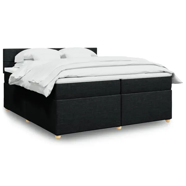 Gossi pat box spring cu saltea, negru, 200x200 cm, textil