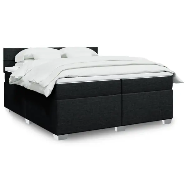 Gossi pat box spring cu saltea, negru, 200x200 cm, textil