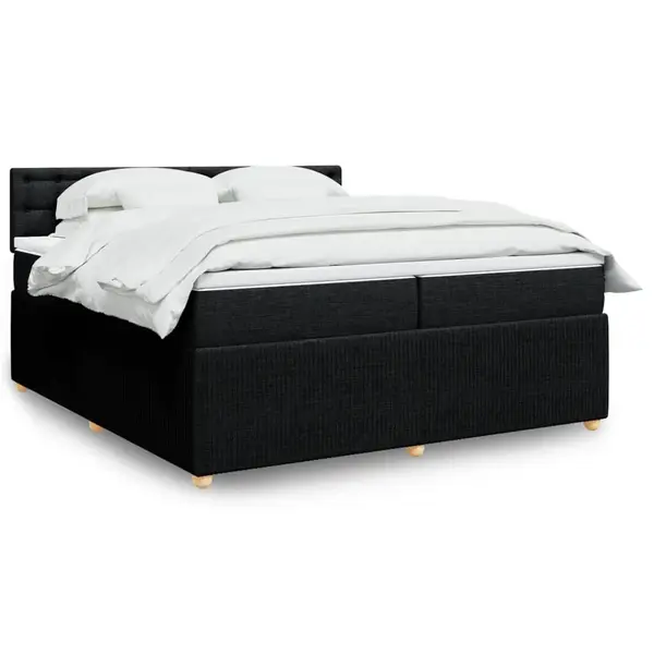 Gossi pat box spring cu saltea, negru, 200x200 cm, textil