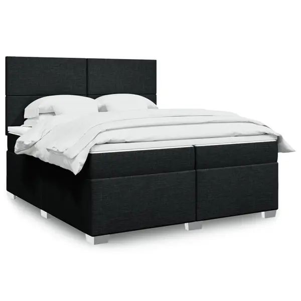 Gossi pat box spring cu saltea, negru, 200x200 cm, textil