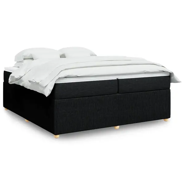 Gossi pat box spring cu saltea, negru, 200x200 cm, textil