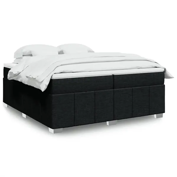 Gossi pat box spring cu saltea, negru, 200x200 cm, textil