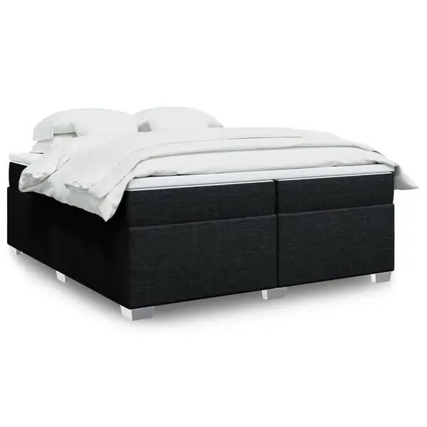 Gossi pat box spring cu saltea, negru, 200x200 cm, textil