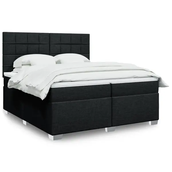 Gossi pat box spring cu saltea, negru, 200x200 cm, textil