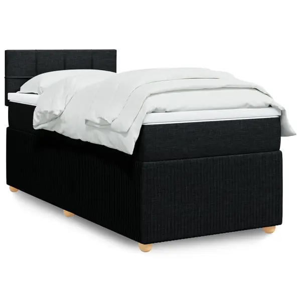 Gossi pat box spring cu saltea, negru, 80x200 cm, textil