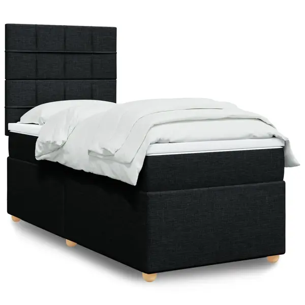 Gossi pat box spring cu saltea, negru, 80x200 cm, textil
