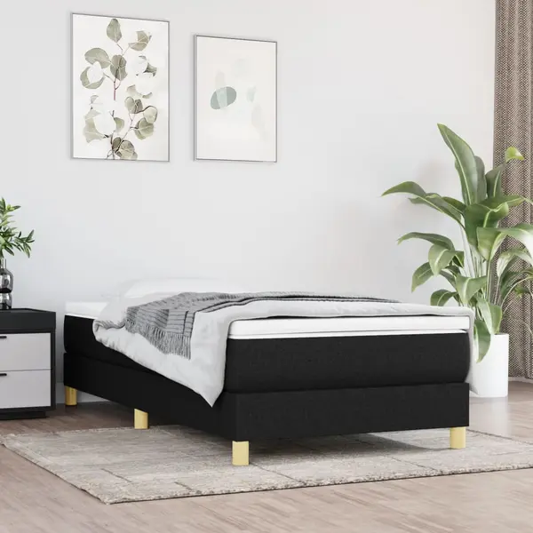 Gossi pat box spring cu saltea, negru, 80x200 cm, textil