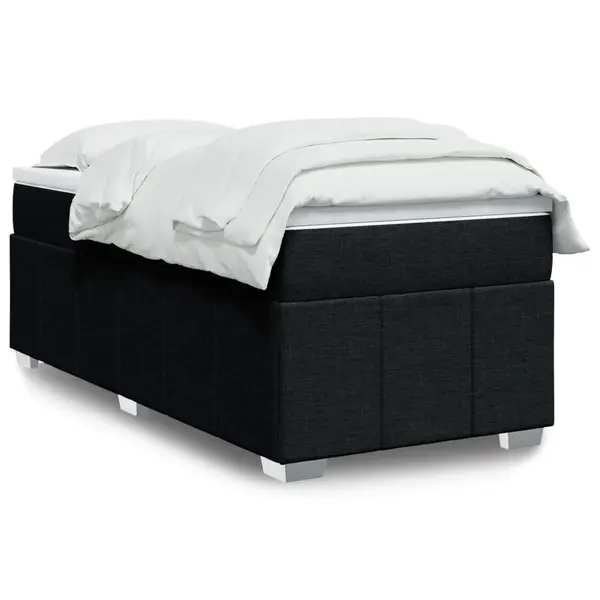 Gossi pat box spring cu saltea, negru, 80x200 cm, textil