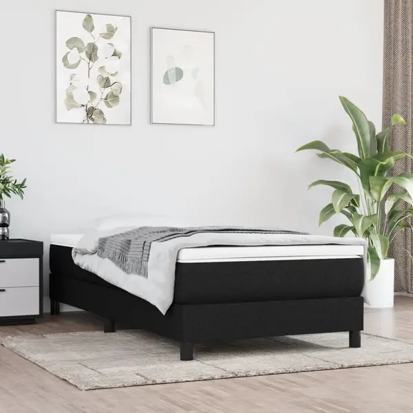 Gossi pat box spring cu saltea, negru, 80x200 cm, textil