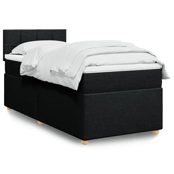Gossi pat box spring cu saltea, negru, 80x200 cm, textil