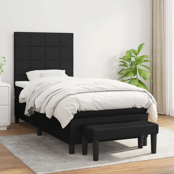 Gossi pat box spring cu saltea, negru, 80x200 cm, textil