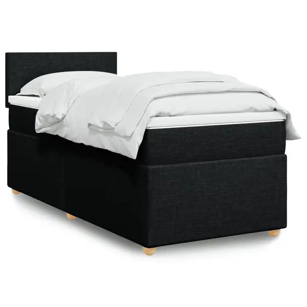 Gossi pat box spring cu saltea, negru, 80x200 cm, textil