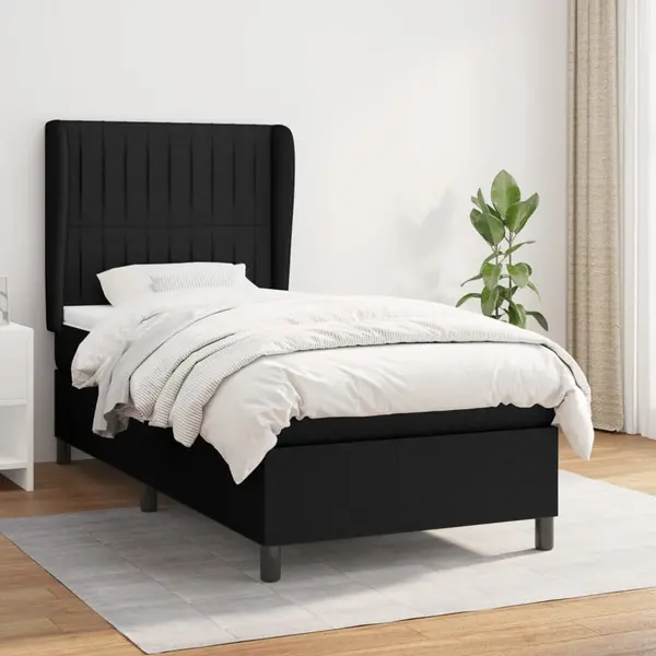 Gossi pat box spring cu saltea, negru, 80x200 cm, textil