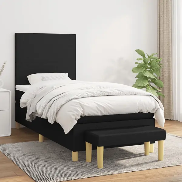 Gossi pat box spring cu saltea, negru, 80x200 cm, textil