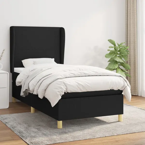 Gossi pat box spring cu saltea, negru, 80x200 cm, textil