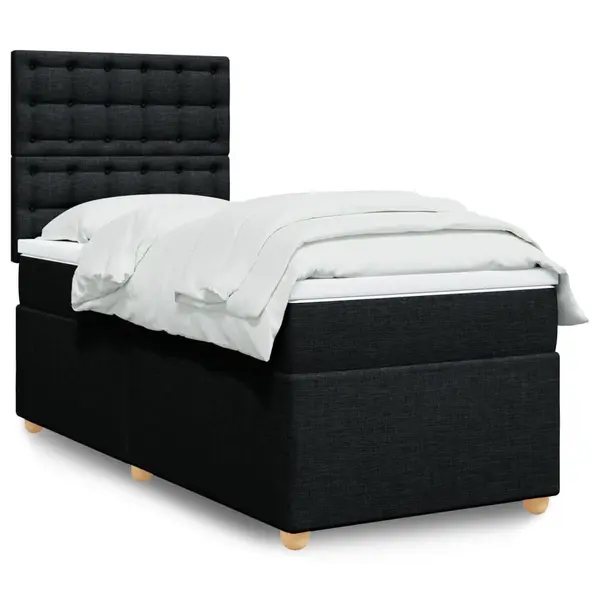 Gossi pat box spring cu saltea, negru, 80x200 cm, textil