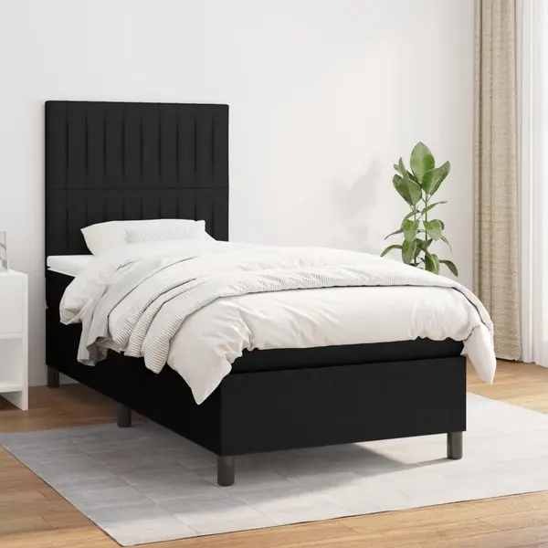 Gossi pat box spring cu saltea, negru, 80x200 cm, textil