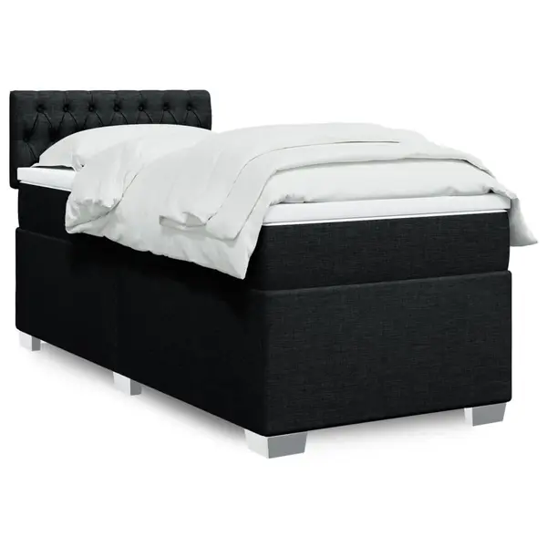 Gossi pat box spring cu saltea, negru, 80x200 cm, textil