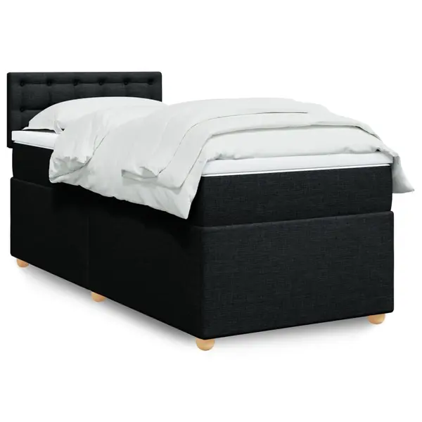 Gossi pat box spring cu saltea, negru, 80x200 cm, textil