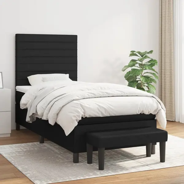 Gossi pat box spring cu saltea, negru, 80x200 cm, textil