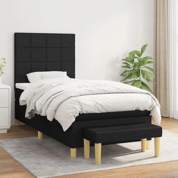 Gossi pat box spring cu saltea, negru, 80x200 cm, textil