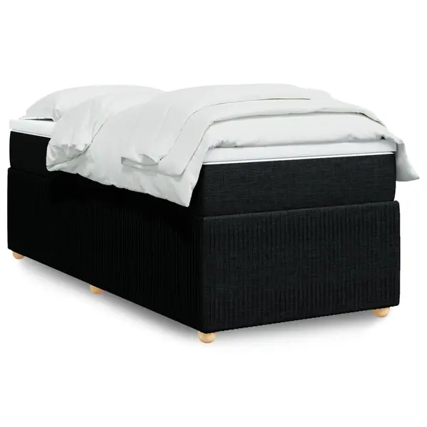 Gossi pat box spring cu saltea, negru, 80x200 cm, textil