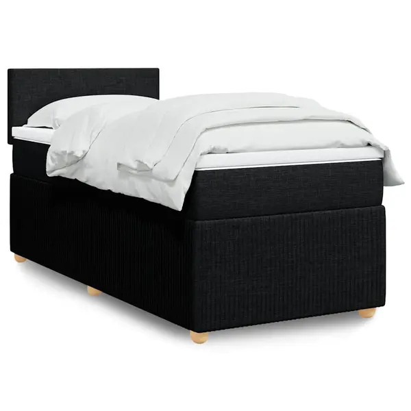 Gossi pat box spring cu saltea, negru, 90x190 cm, textil