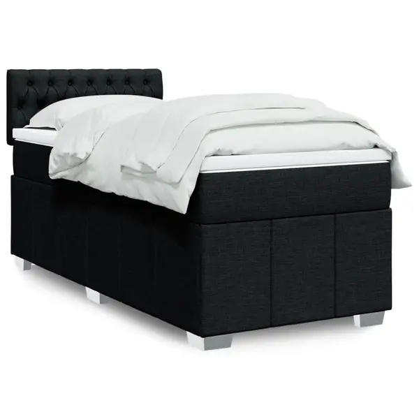 Gossi pat box spring cu saltea, negru, 90x190 cm, textil