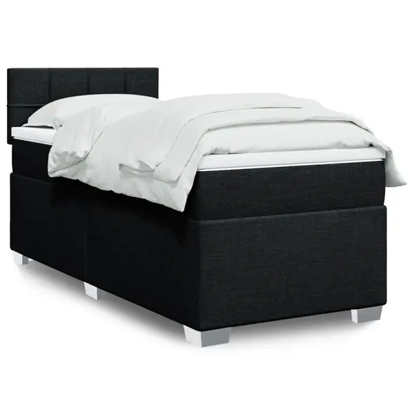 Gossi pat box spring cu saltea, negru, 90x190 cm, textil