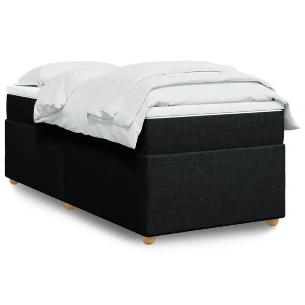 Gossi pat box spring cu saltea, negru, 90x190 cm, textil