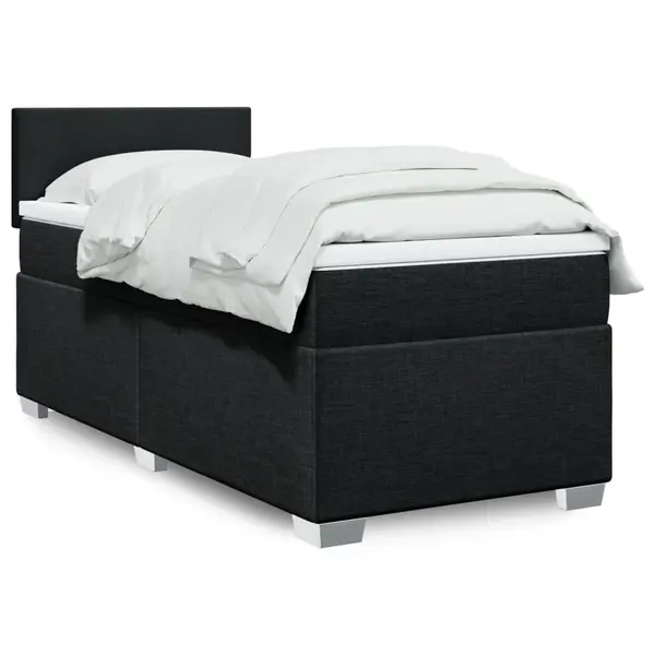 Gossi pat box spring cu saltea, negru, 90x190 cm, textil