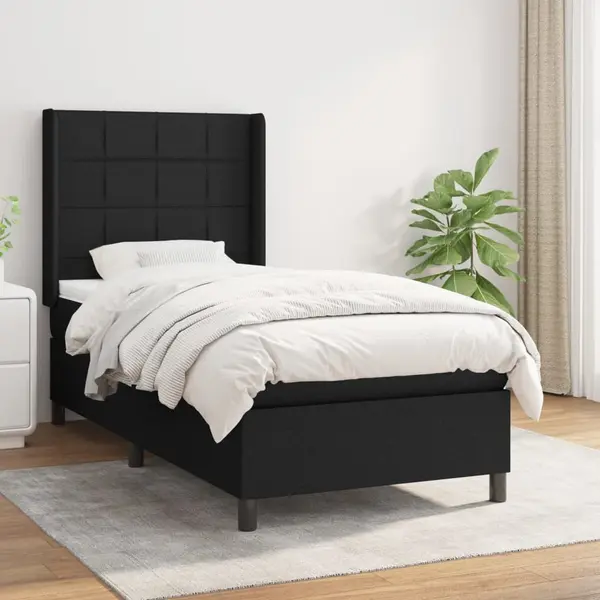 Gossi pat box spring cu saltea, negru, 90x190 cm, textil