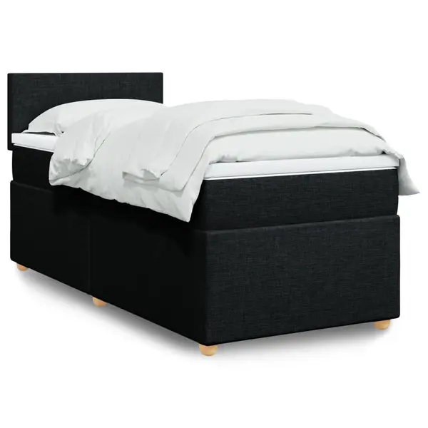 Gossi pat box spring cu saltea, negru, 90x190 cm, textil
