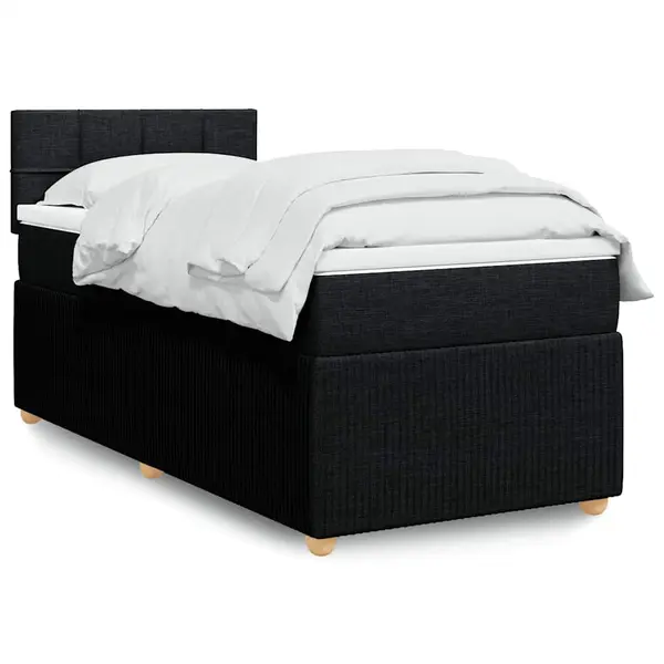Gossi pat box spring cu saltea, negru, 90x190 cm, textil