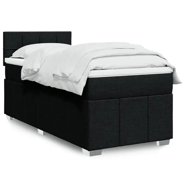 Gossi pat box spring cu saltea, negru, 90x190 cm, textil