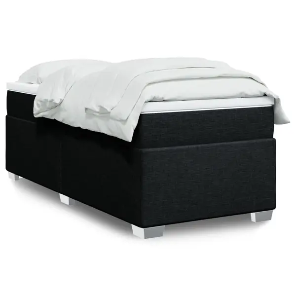 Gossi pat box spring cu saltea, negru, 90x190 cm, textil