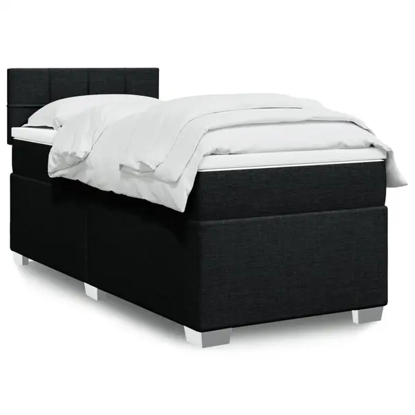 Gossi pat box spring cu saltea, negru, 90x190 cm, textil
