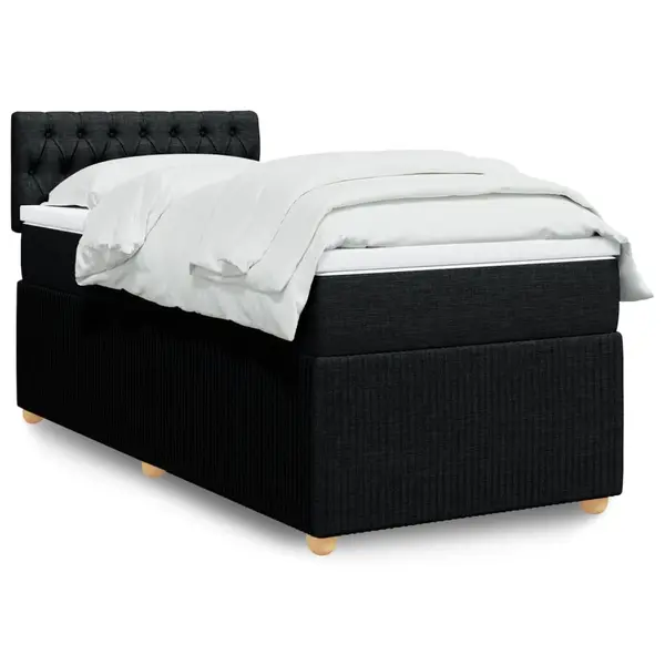 Gossi pat box spring cu saltea, negru, 90x190 cm, textil
