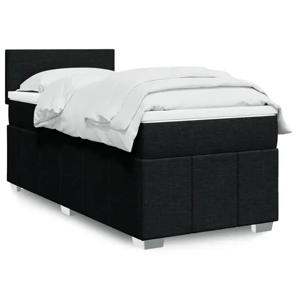 Gossi pat box spring cu saltea, negru, 90x190 cm, textil